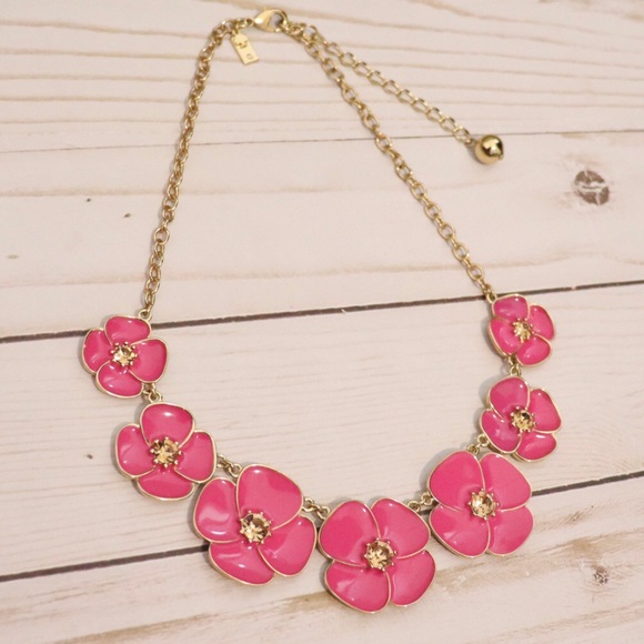 Kate Spade Pink & Gold Flower Collar Necklace EUC - Picture 2 of 2
